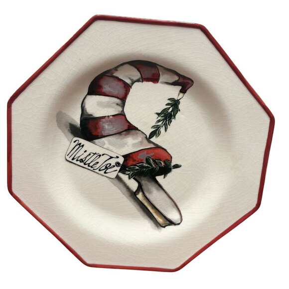 CHRISTMAS VTG Y2K Unique Shoes Holiday Lane Set Of 6 Salad/Dessert Plates NEW - Picture 6 of 11